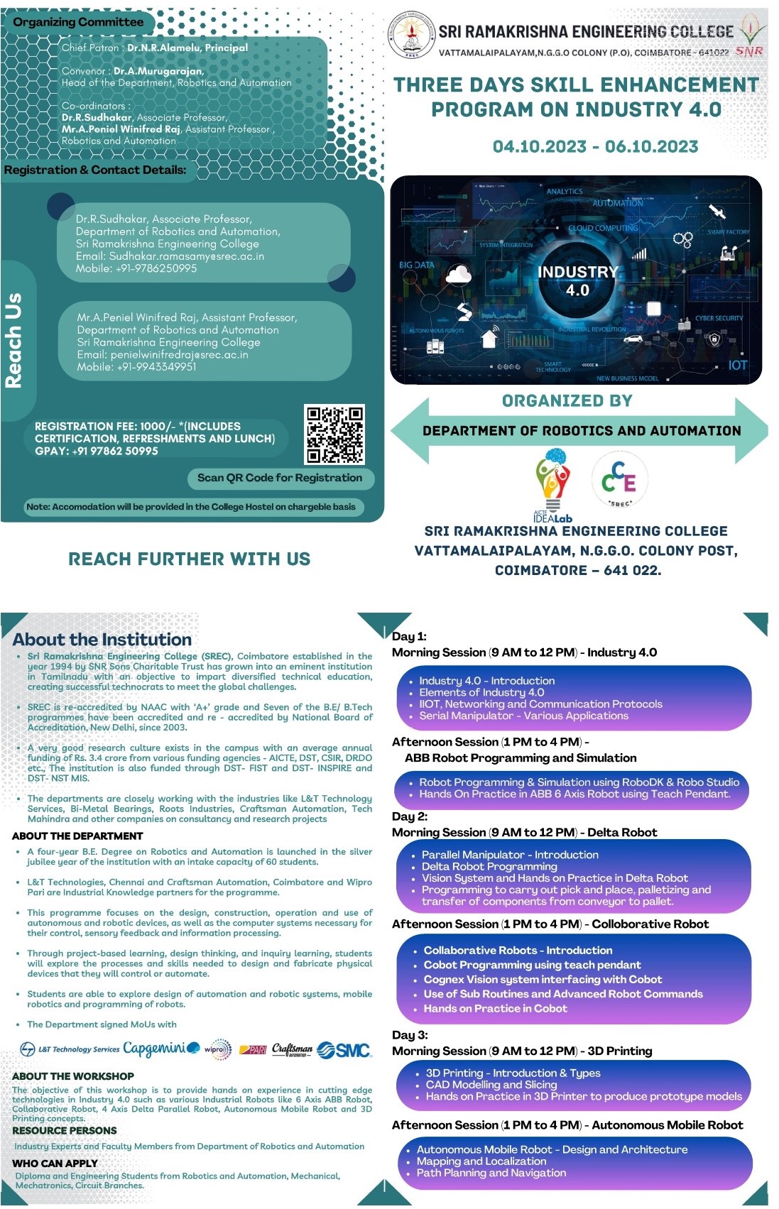 Three Days Skill Enhancement Program on Industry 4.0 2023